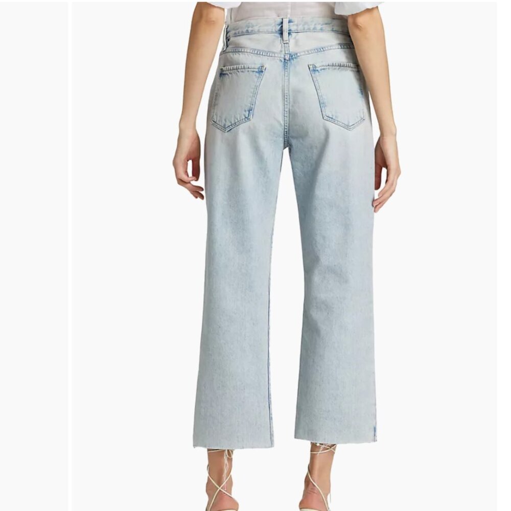 FRAME Le Jane Crop High Rise Straight Luster Light Blue Denim Jeans Size 32 NEW - Picture 3 of 16